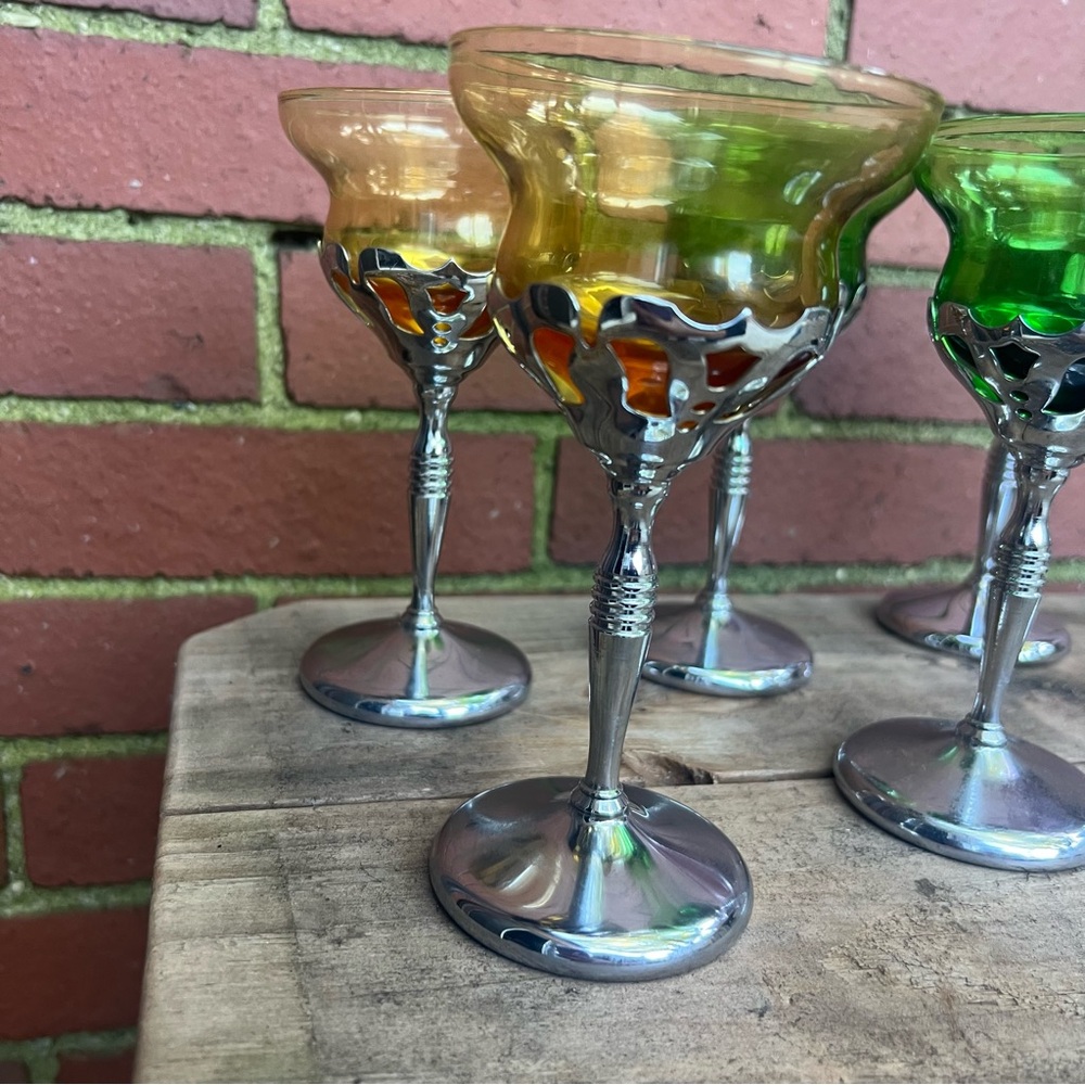 Vintage Farber Bros Krome Kraft Cordial Glasses - Set of 6 - Picture 5 of 11
